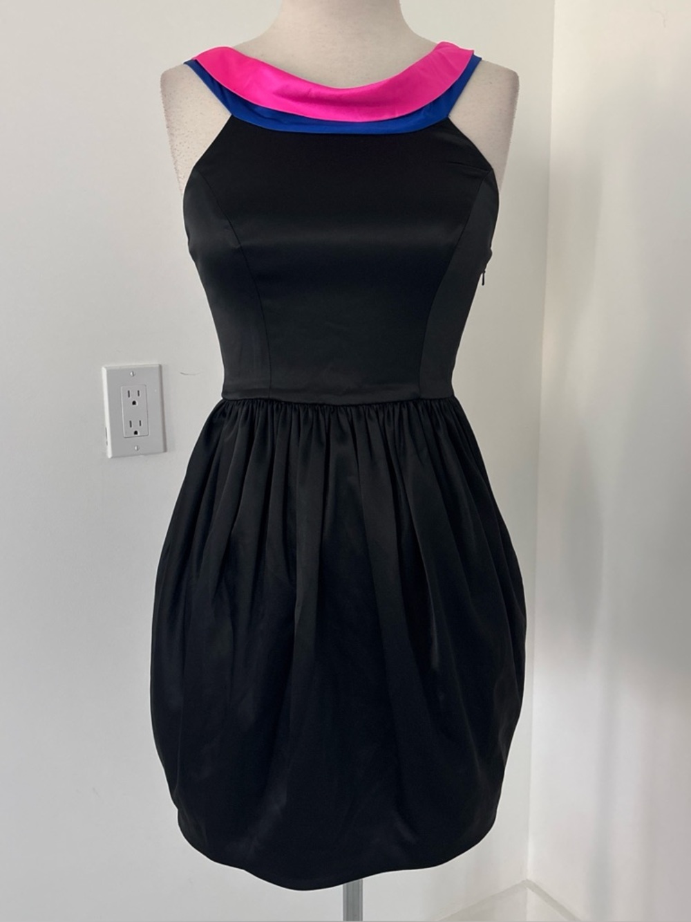 Aqua Black Mini Dress with Pink and Blue Neckline #212